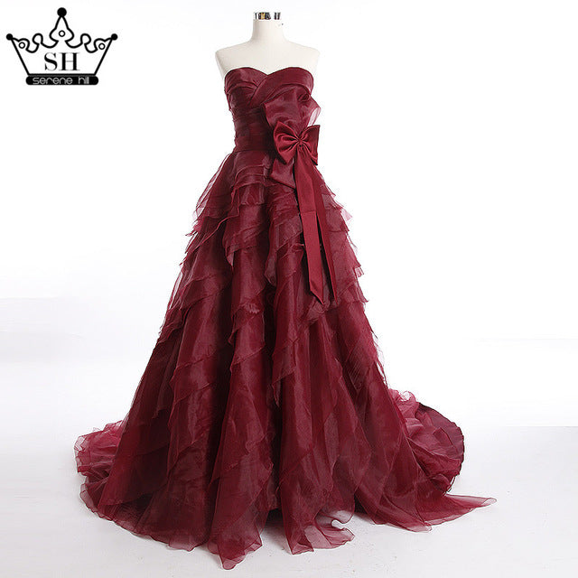 Vestido de novia abullonado, vestido de gala con cuentas de cristal, tul, cola de corte.