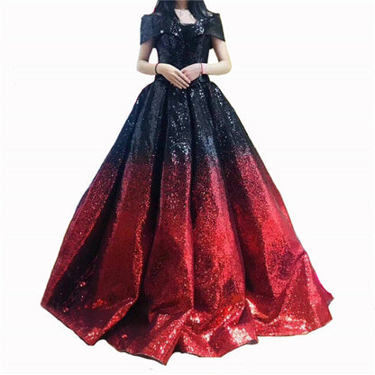 Luxus Pailletten Sparkly Brautkleid Off Schulter High-end Vintage Braut