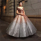 Luxury Sequined Sparkly Wedding Dress Off Shoulder High-end Vintage Bridal