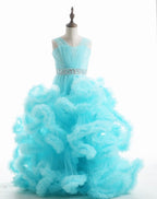 En oferta, sin devolución ni reembolso, vestidos de desfile para niñas apresurados, vestidos de niña de las flores en forma de nube, hechos a medida, HTA0001
