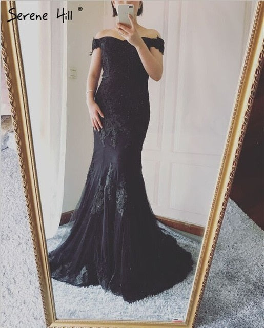 Vestido de noche sexy de sirena con encaje y diamantes, en oferta, sin devoluciones ni reembolsos, LA6018