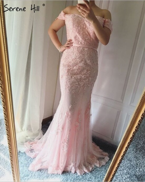 Vestido de noche sexy de sirena con encaje y diamantes, en oferta, sin devoluciones ni reembolsos, LA6018