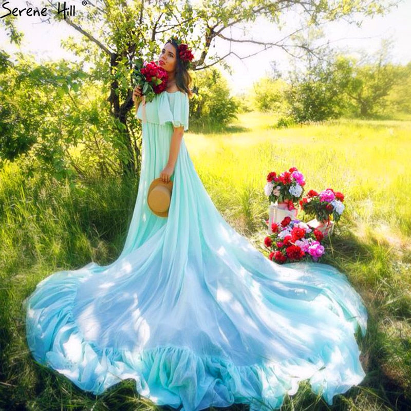 Vestidos de novia morados sin mangas de gasa para embarazadas HA2044