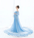 Lila ärmellose Chiffon Brautkleider Schwangere Brautkleider HA2044