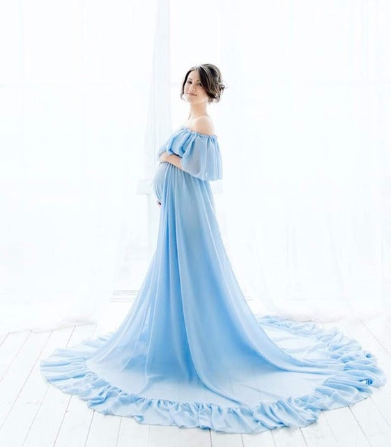 Vestidos de novia morados sin mangas de gasa para embarazadas HA2044