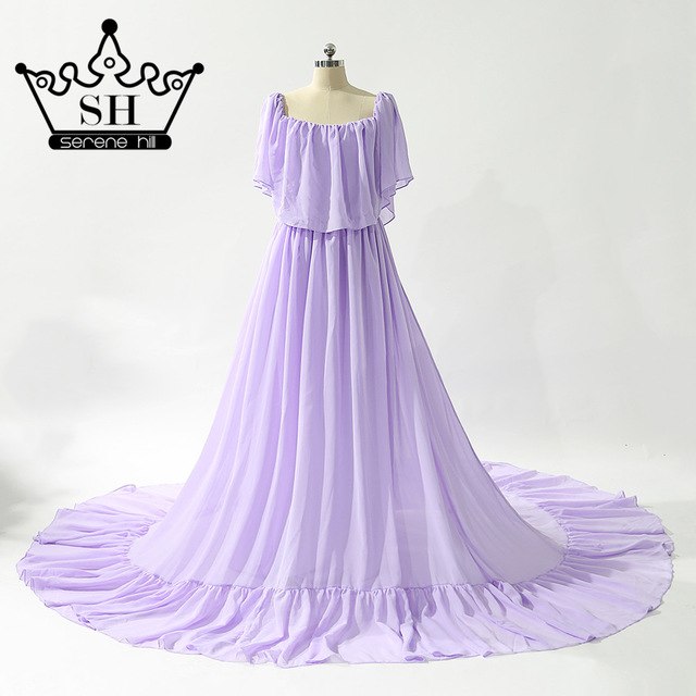 Lila ärmellose Chiffon Brautkleider Schwangere Brautkleider HA2044