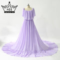 Lila ärmellose Chiffon Brautkleider Schwangere Brautkleider HA2044