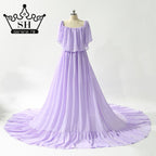 Lila ärmellose Chiffon Brautkleider Schwangere Brautkleider HA2044