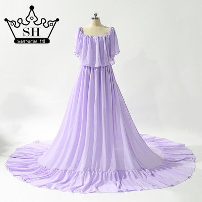 Vestidos de novia morados sin mangas de gasa para embarazadas HA2044