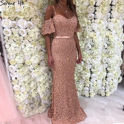 En oferta, sin devolución ni reembolso. Vestidos de noche sexis de sirena sin tirantes, mangas cortas, bordados con perlas, LA6519.