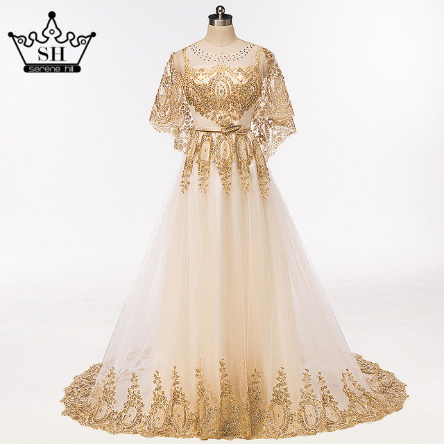 Nuevos vestidos de noche de corte A con chal de hilo sin mangas HA2071