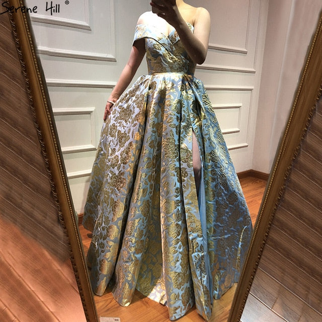 Vestido de noche largo con bordado de diseñador, sexy, hombros descubiertos, LA6525