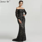 On Sale no return no refundSale Off Shoulder Sequined Evening Gowns Evening Dress LA6476