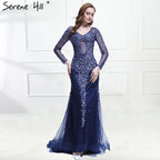 Im Angebot Keine Rückgabe Keine Rückerstattung Funkelndes Luxus Kristall Pailletten Tüll Abendkleid Elegante Meerjungfrau LA6400