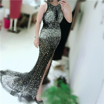 En oferta, sin devolución ni reembolso. Vestidos de noche de sirena con lentejuelas y cuentas. Vestidos de noche elegantes LA6195.