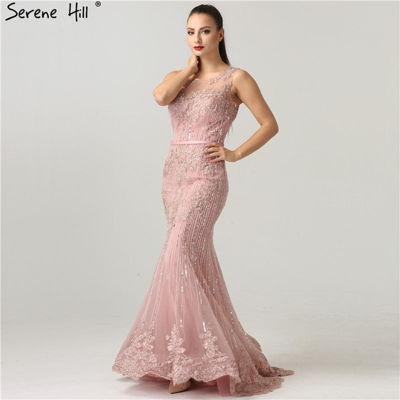 Vestido de noche de sirena con encaje, en oferta, sin devoluciones ni reembolsos, LA6455