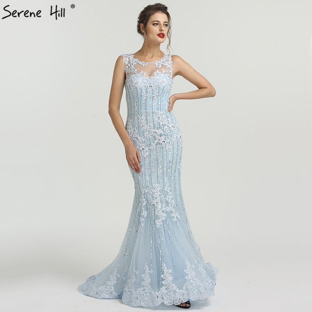 Vestido de noche de sirena con encaje, en oferta, sin devoluciones ni reembolsos, LA6455