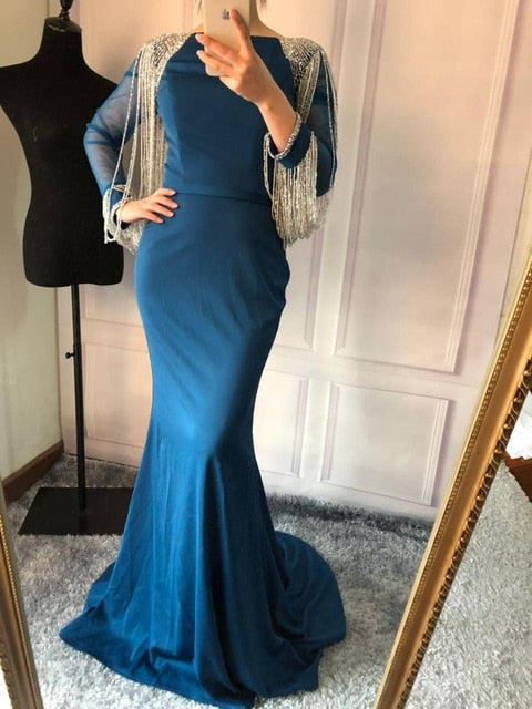 Beading Chain Elegant Mermaid Prom Dresses Crystal LA6219