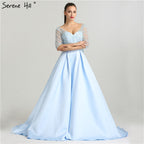 En oferta, sin devolución ni reembolso.Vestido de noche sexy con escote en V, mangas largas, media manga y cuentas de cristal LA6429