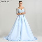 En oferta, sin devolución ni reembolso.Vestido de noche sexy con escote en V, mangas largas, media manga y cuentas de cristal LA6429