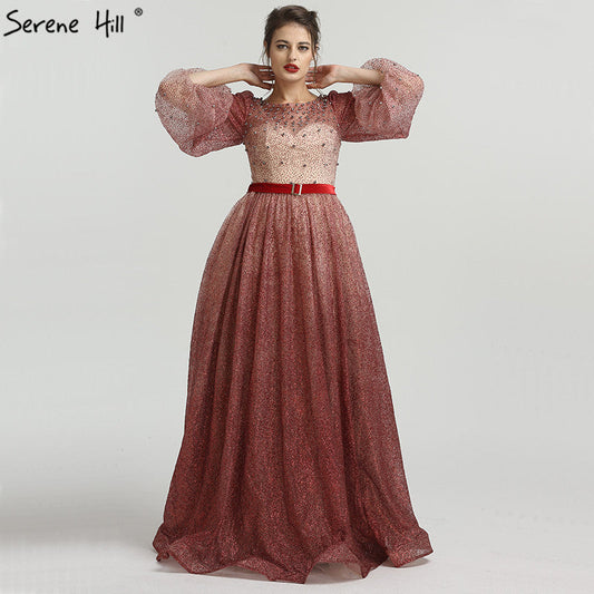 En oferta, sin devolución ni reembolso. Venta de vestidos de noche con cristales y diamantes bordados con perlas, vestidos de noche sexis de moda LA6515