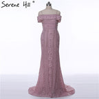 On Sale no return no refundSale Newest Mermaid Elegant Evening Dress Long Sexy Sleeveless Pearls Beading Evening Gowns LA6013