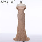 On Sale no return no refundSale Newest Mermaid Elegant Evening Dress Long Sexy Sleeveless Pearls Beading Evening Gowns LA6013
