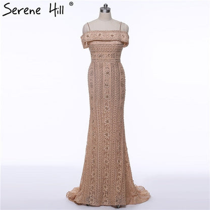 En oferta, sin devolución ni reembolso. Vestido de noche elegante de sirena, largo, sexy, sin mangas, con perlas y abalorios, LA6013.