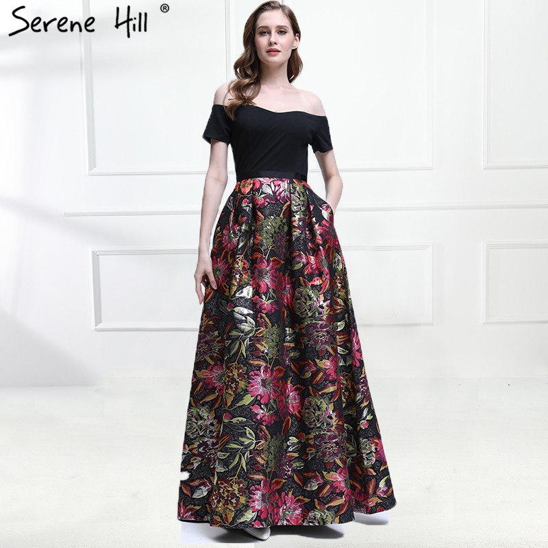Vintage Beach Prom Dresses Embroidery Flowers Short Sleeves Evening Party Dress LA6401