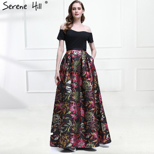 Vintage Beach Prom Dresses Embroidery Flowers Short Sleeves Evening Party Dress LA6401