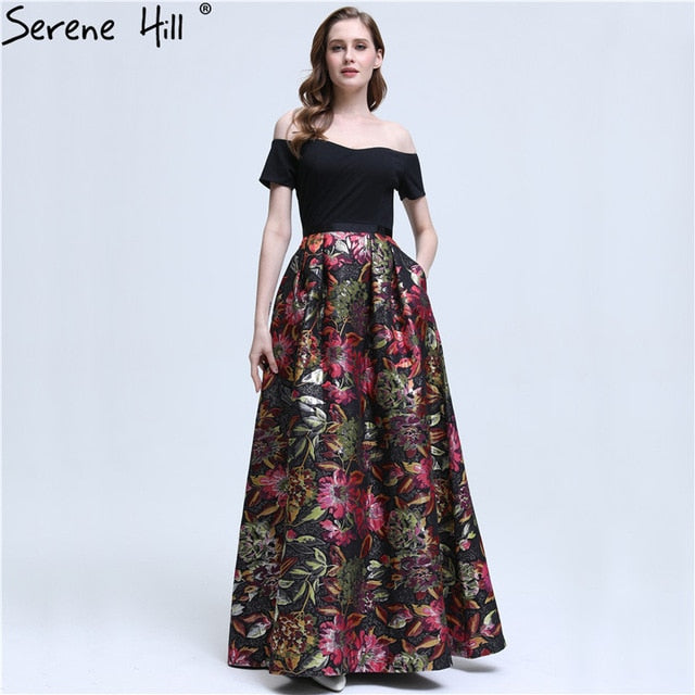 Vintage Beach Prom Dresses Embroidery Flowers Short Sleeves Evening Party Dress LA6401