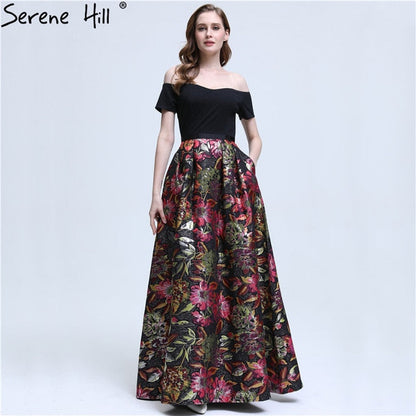 Vintage Beach Prom Dresses Embroidery Flowers Short Sleeves Evening Party Dress LA6401