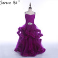 Purple Diamond Tulle Flower Girl Dresses Sleeveless Pageant Dresses Girls GlitzB HTA0035