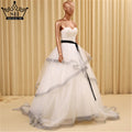 Puffy Tüll Brautkleid Rüschen Ballkleid Perlen Gelb Bungundy Gericht Zug Brautkleider