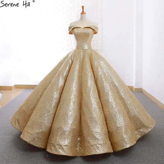 Luxus Champagner Gold Prinzessin Hochzeit Kleid High-end-Brautkleid Real Photo