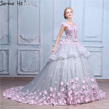 Vestido de novia con gala de flores rosas HA2043