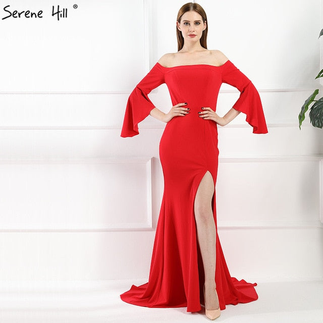 Vestidos de fiesta de sirena con hombros descubiertos, elegantes vestidos de noche para brindar por la novia LA6197