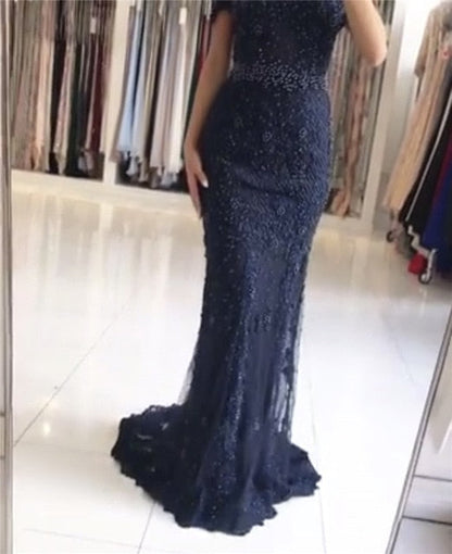 Sale Pink Sexy Elegant Evening Dresses 2025 Lace Pears Diamond Mermaid Formal Evening Dress Real Photo LA6355