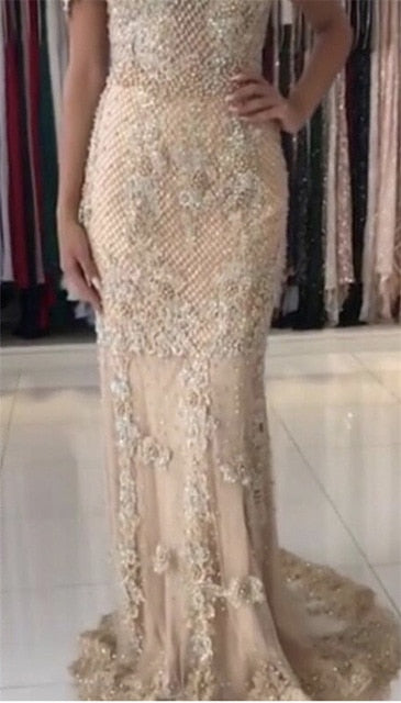 Sale Pink Sexy Elegant Evening Dresses 2025 Lace Pears Diamond Mermaid Formal Evening Dress Real Photo LA6355