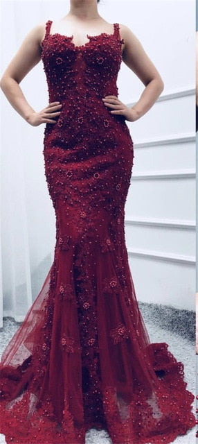 Sale Pink Sexy Elegant Evening Dresses 2025 Lace Pears Diamond Mermaid Formal Evening Dress Real Photo LA6355