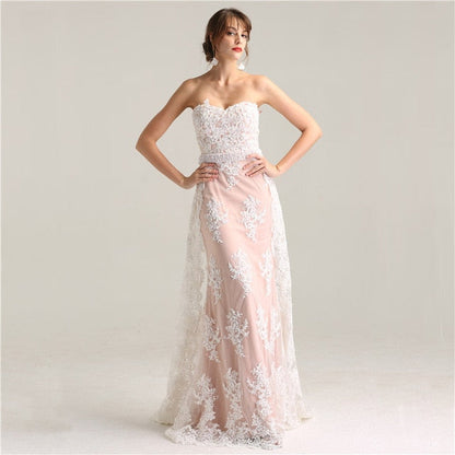 En oferta, sin devolución ni reembolso.Vestidos de noche con tirantes de encaje y cuentas de sirena LA6226