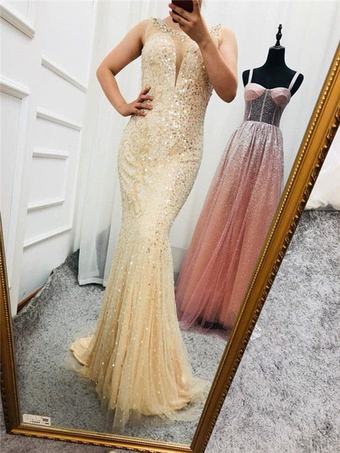 En oferta, sin devolución ni reembolso.Vestido de noche gris de lujo sin mangas, sexy, elegante, sirena, lentejuelas brillantes, LA6580