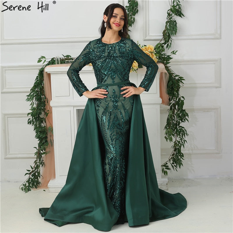 Vestido de noche verde de sirena de lujo LA6613