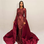 Vestido de noche verde de sirena de lujo LA6613
