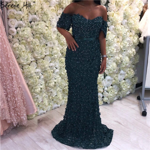 On Sale no return no refund On Sale No Return No Refund Blush Pink Mermaid Off Shoulder Evening Dresses Dubai Flowers Crystal BLA6519