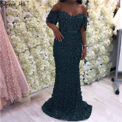 On Sale no return no refund On Sale No Return No Refund Blush Pink Mermaid Off Shoulder Evening Dresses Dubai Flowers Crystal BLA6519
