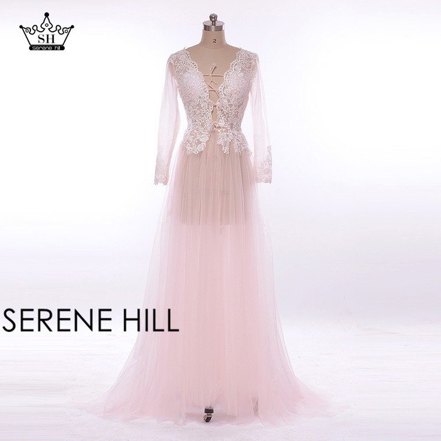 En oferta Sin devolución Sin reembolso Venta Vestido formal Manga larga Transparente Azul Vestidos de noche Talla personalizada Talla grande HA2098