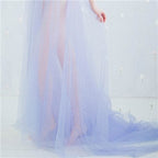 En oferta Sin devolución Sin reembolso Venta Vestido formal Manga larga Transparente Azul Vestidos de noche Talla personalizada Talla grande HA2098
