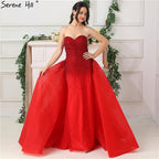 Vestidos de noche con diseño de Dubái, corte sirena, hombros descubiertos y cristales, LA6637
