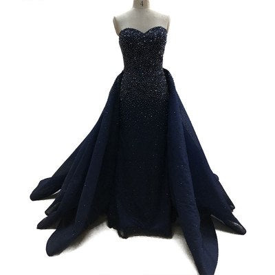 Vestidos de noche con diseño de Dubái, corte sirena, hombros descubiertos y cristales, LA6637